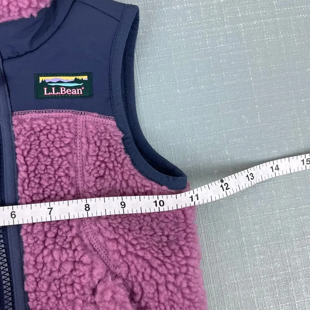 L.L. Bean Infants' Sherpa Fleece Vest Mauve Berry Carbon Navy 6-12 Months NWT